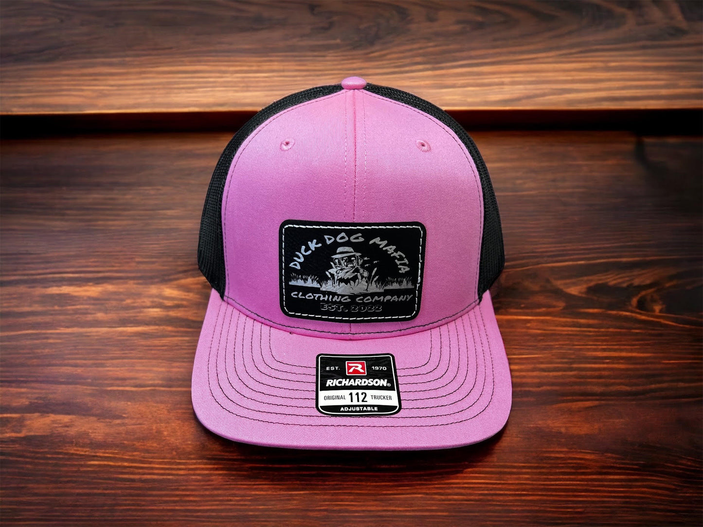Duck Dog Mafia Pink/Black Leather Patch Hat